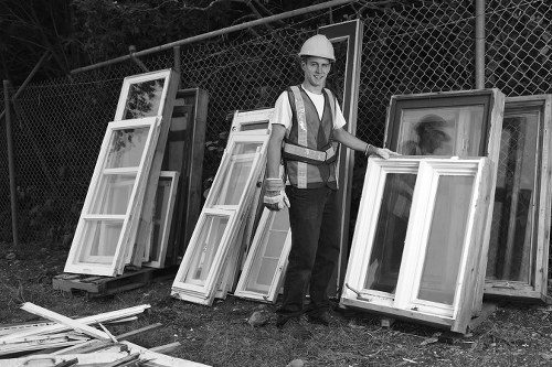 Skip hire container at a Turnham Green construction site